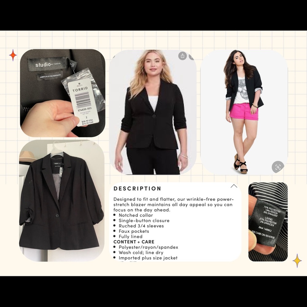 STUDIO GABARDINE MADISON BLAZER - BLACK